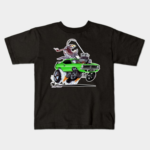 FISH TAILIN 1970 'cuda SUBLIME Kids T-Shirt by vincecrain